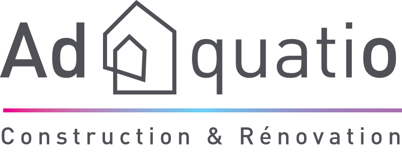 Logo "Adquatio" avec icône de maison, suivi de "Construction & Rénovation